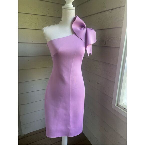 Eliza J One Shoulder Scuba Cocktail Dress Lilac Size 4 - Picture 12 of 16
